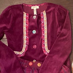 Matilda Jane size 6 Holiday outfit velvet jacket plaid skirt